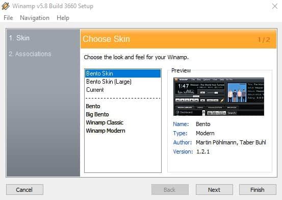 Choosing your skin winamp